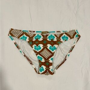 Ank Brazilian Bikini Bottom XS Retro Geometric Print Swimwear